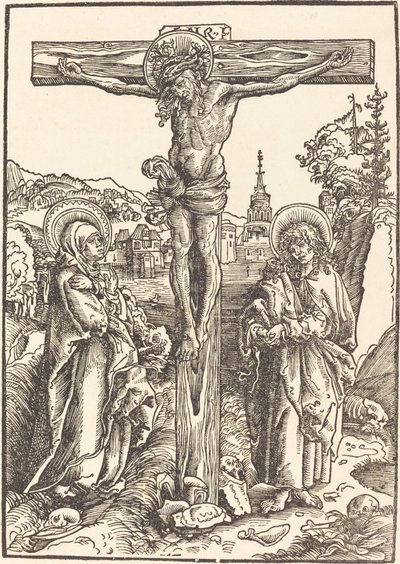 Kristus ristillä Neitsyen ja Pyhän Johanneksen välillä tekijältä Lucas Cranach the Elder