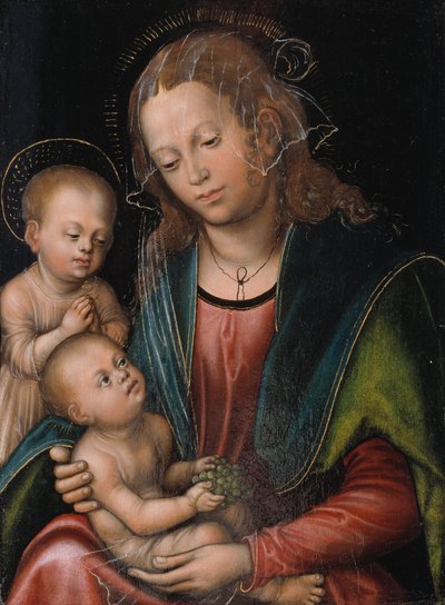 Tanskalainen:  Johannes: Maria med barnet og den lille Johannes Neitsyt ja lapsi, jota palvelee Johannes-lapsi. tekijältä Lucas Cranach the Elder