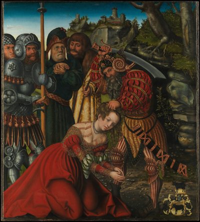Saksa: Das Martyrium der Heiligen Barbara Pyhän Barbaran marttyyrikuolema. tekijältä Lucas Cranach the Elder