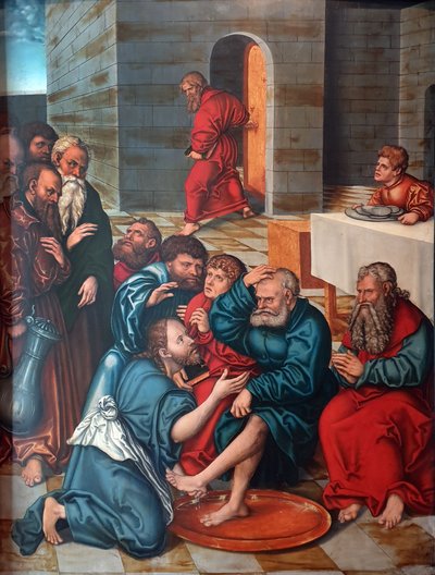Saksa: Die Fußwaschung der Apostel Cycle of Passion: Kristus pesee apostolien jalat tekijältä Lucas Cranach the Elder