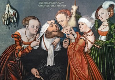 Saksa: Herkules bei Omphale Herkules Omphalen hovissa tekijältä Lucas Cranach the Elder