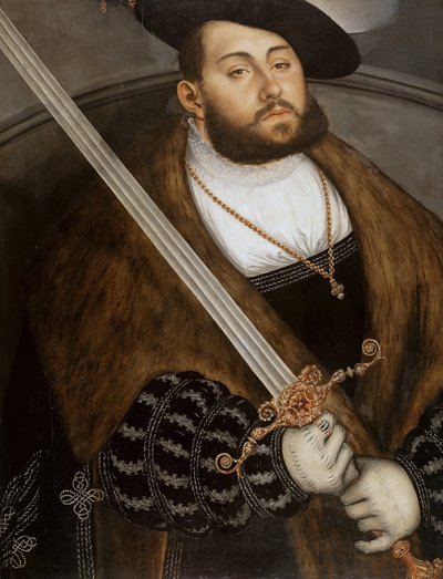 Saksa: Johann Friedrich I, der Großmütige (1503-1554), Saksin kruununvouti Johann Friedrich I, suurmielinen, Saksin kruununvouti. tekijältä Lucas Cranach the Elder