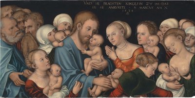 Saksa: Lasset die Kindlein zu mir kommen (Christus segnet die Kinder) Suffer the Little Children to Come unto Me (Kristus siunaa lapset) (Suffer the Little Children to Come unto Me) (Kristus siunaa lapset) tekijältä Lucas Cranach the Elder