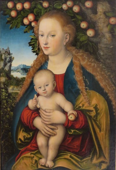 Saksa: Madonna und Kind unter dem Apfelbaum Madonna ja lapsi omenapuun alla / The Virgin and Child Under an Apple Tree (Neitsyt ja lapsi omenapuun alla) tekijältä Lucas Cranach the Elder