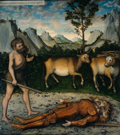 Herkules ja Geryonesin karja Herkuleen työstä tekijältä Lucas Cranach the Elder