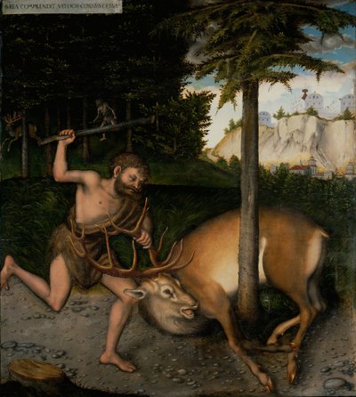 Hercules vangitsemassa Ceryneian Hindin Herkuleen työstä tekijältä Lucas Cranach the Elder