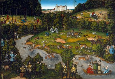 Hofjagd bei Schloss Hartenfels (Torgau in Sachsen) tekijältä Lucas Cranach the Elder