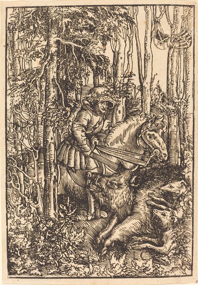 Metsästäjä hevosella metsästää villisia tekijältä Lucas Cranach the Elder