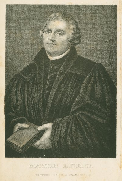 Martin Luther, James Weberin (n. 1824–1886) litografia, n. 1850 tekijältä Lucas Cranach the Elder