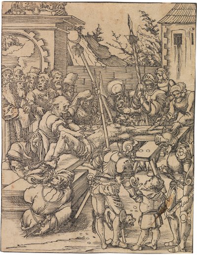 Pyhän Bartolomeuksen marttyyrikuolema. Sarjasta Martyrdom of the Twelve Apostles, c. 1520. tekijältä Lucas Cranach the Elder