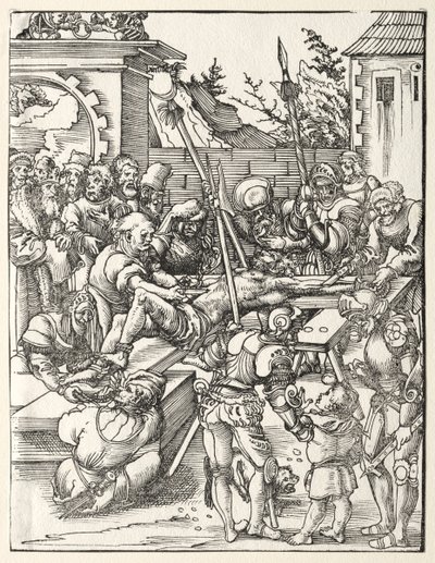 Pyhän Bartolomeuksen marttyyrikuolema. tekijältä Lucas Cranach the Elder