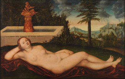 Nukkuva joen nymfi suihkulähteellä tekijältä Lucas Cranach the Elder