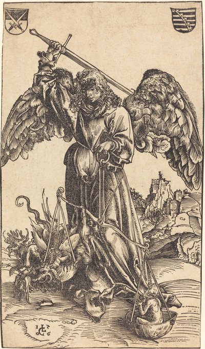 Arkkienkeli Mikael painaa sielua tekijältä Lucas Cranach the Elder