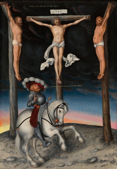 Ristiinnaulitseminen kääntyneen sadanpäämiehen kanssa tekijältä Lucas Cranach the Elder