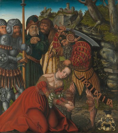 Pyhän Barbaran marttyyrikuolema, n. 1510. tekijältä Lucas Cranach the Elder