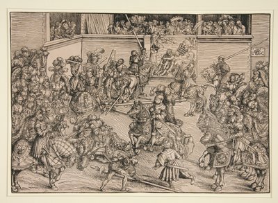 Toinen turnaus (Samsonin ja leijonan kuvakudos) tekijältä Lucas Cranach the Elder
