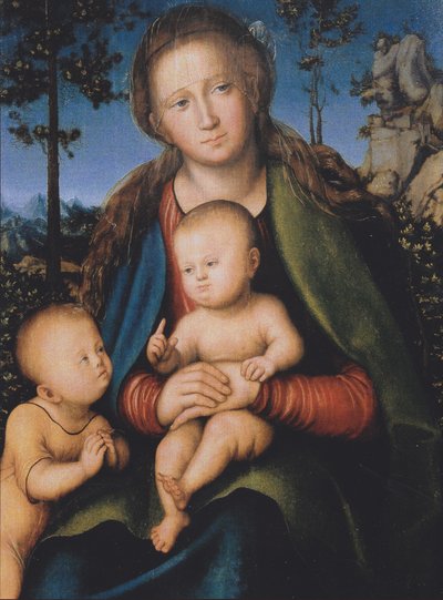 Neitsyt ja lapsi sekä Johanneslapsi tekijältä Lucas Cranach the Elder