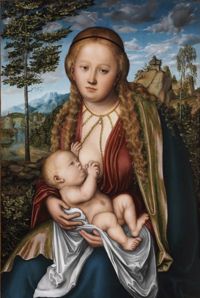 Neitsyt imettävä lasta tekijältä Lucas Cranach the Elder