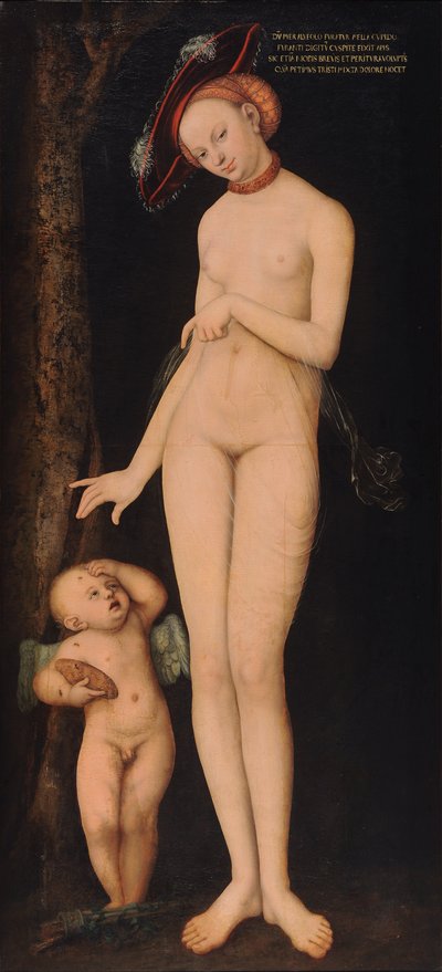 Venus ja Amor, hunajavaras tekijältä Lucas Cranach the Elder