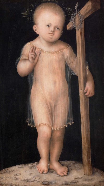 Kristuslapsen siunaaminen [etusivu]; Mies murheista [kääntöpuoli]. tekijältä Lucas Cranach the Elder and workshop