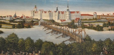 Saksaksi: Kurturi Johann Friedrichin hirvenmetsästys Kurturi Johann Friedrichin hirvenmetsästys
 yksityiskohta: Hartenfelsin linna Torgaussa tekijältä Lucas Cranach the Younger