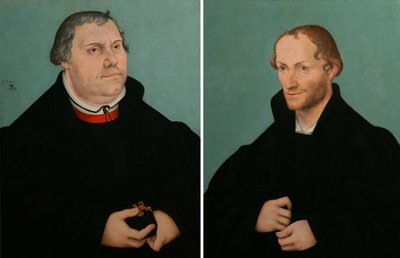 Martin Lutherin muotokuva amp; Philippe Melanchthonin muotokuva. tekijältä Lucas Cranach the Younger