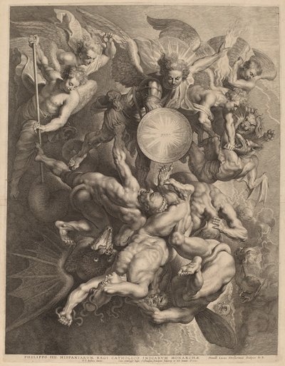 Kapinallisten enkelien kaatuminen tekijältä Lucas Emil Vorsterman after Sir Peter Paul Rubens