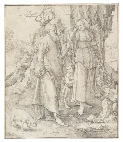 Hagarin kieltäminen, 1516. tekijältä Lucas Leyden van