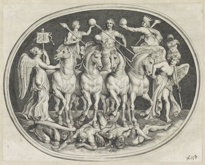 Allegorische triumph van Keizer Licinius Erilaisia ​​Agati Antique -hahmoja (sarjan nimi) tekijältä Lucas Vorsterman (I)