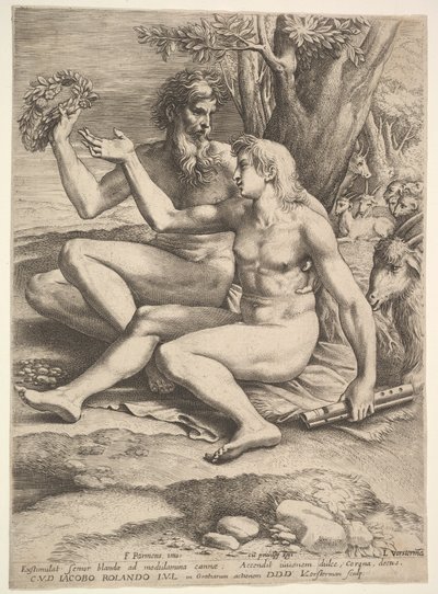 Kaksi alastonpaimenta, 1600-luku. tekijältä Lucas Vorsterman