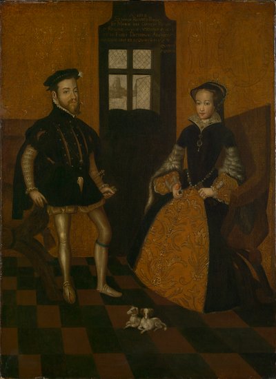 Englannin Maria I ja Espanjan Filip II (öljy kankaalle) tekijältä Lucas de (after) Heere