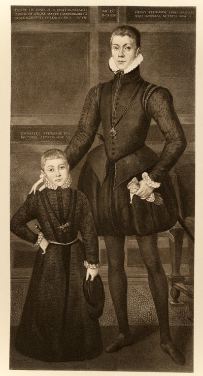 Henry, Lord Darnley (1545-1567) ja hänen veljensä Charles (1555-1576) James I ja VI:sta, paina Manzi Joyant und Co. Paris, 1904 (kollotyyppi) tekijältä Lucas de Heere