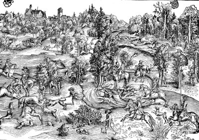 Hirvenmetsästystä maaseudulla tekijältä Lucas the Elder (after) Cranach