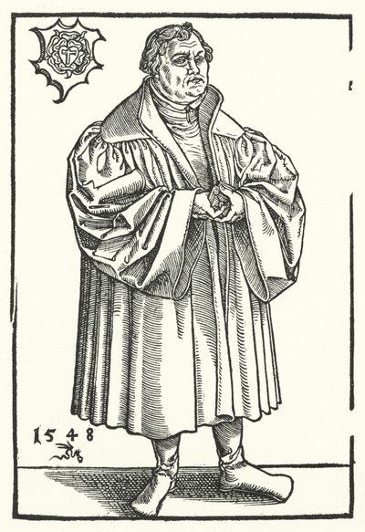 Saksalainen protestanttinen uudistaja Martin Luther myöhemmällä iällä (kaiverrus) tekijältä Lucas the Elder (after) Cranach