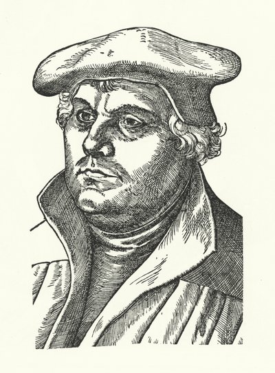 Martin Luther, saksalainen protestanttinen uskonpuhdistaja (kaiverrus) tekijältä Lucas the Elder (after) Cranach