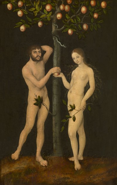 Adam ja Eeva (öljy paneelissa) tekijältä Lucas the Elder Cranach