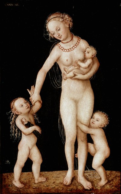 Lucas Cranach vanhemman hyväntekeväisyysmaalaus (1472-1553) su. 56x36 cm Lontoo, National Gallery tekijältä Lucas the Elder Cranach
