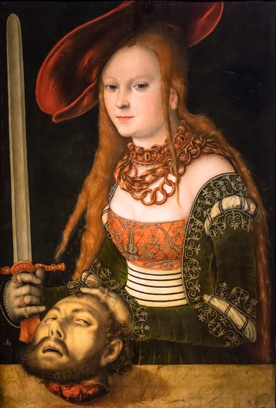 Judith ja Holoferneksen pää, n. 1530 (tempera ja öljy puulle (basswood)) tekijältä Lucas the Elder Cranach