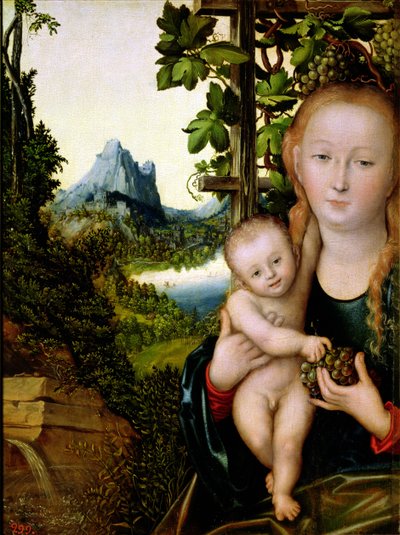 Madonna ja lapsi, n. 1525 (öljy puulle) tekijältä Lucas the Elder Cranach