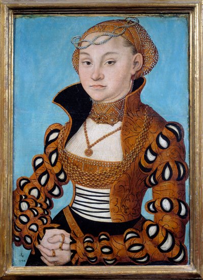 Muotokuva jalosta saksilaisesta naisesta. Lucas Cranachin (1472-1553) maalaus tekijältä Lucas the Elder Cranach