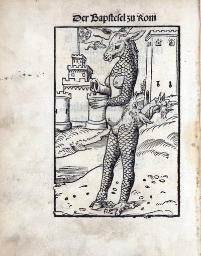 Cranach, Lucas, vanhempi (1472-1553), Bapstesel zu Rom (Paavin Asse tai Rooman paavi Asse). Puupiirros tekijältä Lucas the Elder Cranach