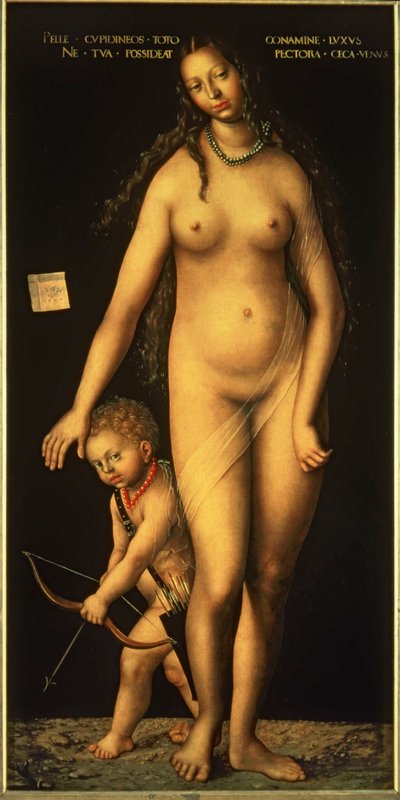 Venus ja Amor tekijältä Lucas the Elder Cranach