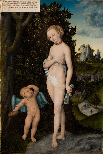 Venus ja Cupid varastaa hunajaa tekijältä Lucas the Elder Cranach