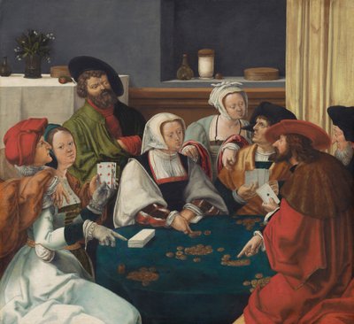 The Card Players, luultavasti n. 1550-1599 (öljy kankaalle) tekijältä Lucas van (after) Leyden