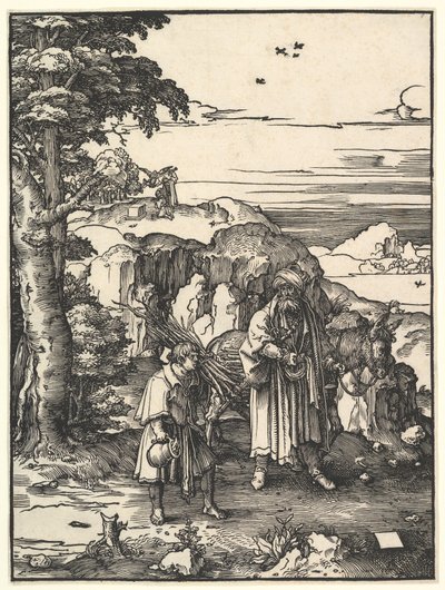Abraham uhraa Iisakin, 1517-1919. tekijältä Lucas van Leyden
