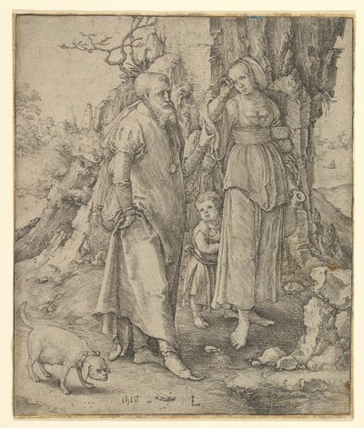 Abraham lähettää pois Hagarin, 1516. tekijältä Lucas van Leyden