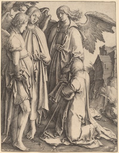Abraham ja kolme enkeliä tekijältä Lucas van Leyden