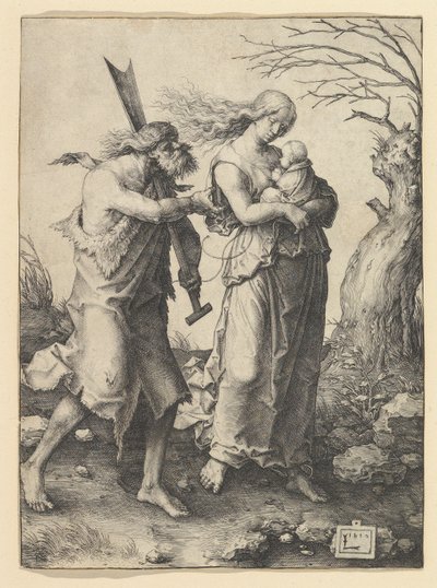 Aadam ja Eeva karkotuksen jälkeen, 1510. tekijältä Lucas van Leyden