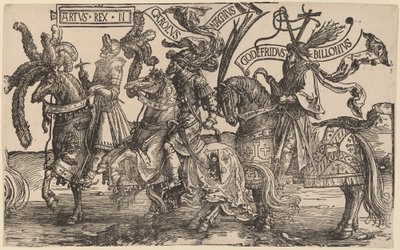 Arthur, Kaarle Suuri (Charlemagne), Godfry of Bouillon tekijältä Lucas van Leyden