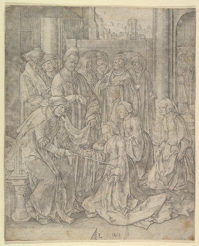Esther ennen Ahasverusta, 1518. tekijältä Lucas van Leyden
